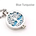 Exquisite hollow tree of life pendant necklace with blue turquoise stone inlay. - Turquoise Necklace / Silver
