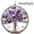 Handmade vintage amethyst tree of life car hanging ornament with copper wire wrap - Amethyst
