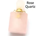 Colgante frasco aceite esencial cuarzo rosa con anillo de metal dorado, aromaterapia - Solo Colgante / Cuarzo rosa