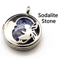 Hollow silver fairy locket pendant necklace featuring a blue sodalite natural stone - Pendant Only / Blue Sodalite