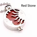 Personalized sun and moon hollow box pendant necklace with red stone detail - Red Jasper