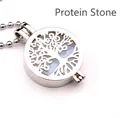 Elegant silver-tone hollow Tree of Life pendant necklace featuring a blue opal stone inlay - Opal Necklace / Silver