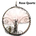 Vintage handmade Rose Quartz Tree of Life wire-wrapped crystal stone hanging ornament - Rose Quartz