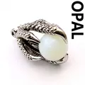 Detailed macro shot of a vintage silver dragon claw pendant with a white opal stone - Pendant Only / Opal