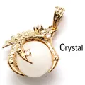 Detailed gold-plated dragon claw pendant featuring a smooth white crystal sphere bead - White Crystal