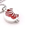 Hollow box pendant necklace with sun and moon design in watermelon red finish - Watermelon red