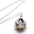 Gothic dragon claw pendant necklace detail featuring a natural Dalmatian jasper stone bead - Dragon Claw Pendant (With Necklace) / Dalmatian Jasper