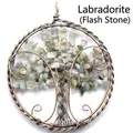 Retro Tree of Life car hanging ornament with natural labradorite crystal gravel - Flash Stone (Labradorite)