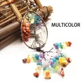 Handmade bronze Tree of Life keychain featuring vibrant multi-color tumbled crystal stones - Rainbow