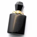 Colgante de botella para aceites esenciales de ágata negra con detalles dorados - Solo Colgante / Ágata negra