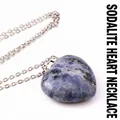 Collana con ciondolo a cuore in pietra blu e catena argentata minimalista - Sodalite con Collana