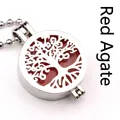 Elegant silver hollow Tree of Life locket necklace featuring a red agate stone pendant - Red Agate Necklace / Silver