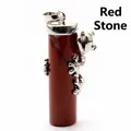 Red volcanic stone pillar pendant necklace featuring a unique climbing silver frog design - Red Jasper