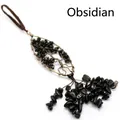Colgante para coche hecho a mano en cristal de obsidiana envuelto en hilo de bronce - Obsidiana