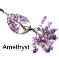 Handmade Tree of Life keychain featuring natural amethyst chips and antique copper wire - Amethyst