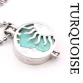 Halsketting met holle zon hanger en ingelegde turquoise steen zilver - Turkoois