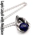 Detailed view of a vintage medieval dragon claw pendant with a lapis lazuli stone - Lapis Lazuli with Necklace