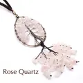 Bronze wire wrapped tree of life keychain with rose quartz chips in water drop shape - Rose Quartz