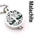 Beautiful Tree of Life hollow locket necklace with natural green malachite stone - Malachite Necklace / Silver