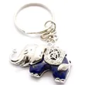 Olifant sleutelhanger met lapis lazuli steen en fonkelende kristalaccenten - Lapis lazuli