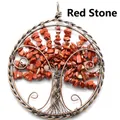 Retro Tree of Life car hanging ornament with red jasper natural crystal stone chips and wire wrap - Red Jasper