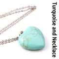 Collana minimalista con ciondolo a cuore in turchese e catena a maglia d'argento lucido - Turchese Verde con Collana