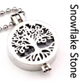 Antique silver tree of life hollow locket necklace featuring natural snowflake stone - Snowflake Stone Necklace / Silver