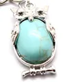 Retro uil sleutelhanger met grote turquoise steen hanger - Turkoois