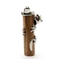 Natural picture jasper pillar pendant wrapped with silver frog accents for jewelry - Jasper