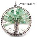 Retro Tree of Life hanging ornament featuring natural green aventurine stone chips - Aventurine Jade