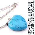 Elegante collana con ciondolo a forma di cuore in turchese blu con catenina in argento - Turchese Blu con Collana