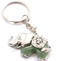Groene aventurijn jade olifant sleutelhanger met zilverkleurige metalen accenten - Aventurijn jade