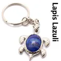 Elegante portachiavi a tartaruga d'argento con intarsio in pietra lapislazzuli blu - Portachiavi / Lapislazzulo