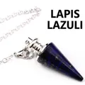 Konisches Natur-Lapislazuli-Pendel mit Silberkette für die energetische Heilung - Lapislazuli