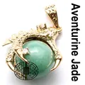 Golden dragon claw pendant necklace featuring a green aventurine gemstone round bead - Aventurine Jade