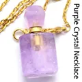 Pendente per boccetta di profumo in ametista viola con collana a catena a maglie dorate - Con Collana / Ametista