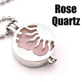 Zon en maan holle medaillon hanger ketting met roze rozenkwarts kristal - Rozenkwarts
