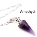 Pendule conique en améthyste naturelle avec une délicate chaîne argentée pour la divination - Améthyste