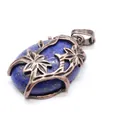 Vintage medieval style double flower lapis lazuli pendant with copper finish - Lapis Lazuli