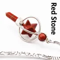 Marcador vintage de plata con estrella Merkaba de jaspe rojo y punta hexagonal - Jaspe Rojo