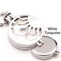 Prachtige zilveren zon en maan holle medaillon hanger ketting met witte turquoise steen - Howliet