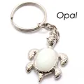 Portachiavi a forma di tartaruga d'argento con pietra di opalite bianca - Portachiavi / Opale