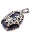 Antique-style floral pendant featuring a glittering blue sandstone cabochon for necklaces - Blue Sandstone