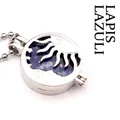 Halsketting met holle zon hanger, blauwe lapis lazuli steen en metalen balketting - Lapis lazuli