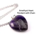 Collana con ciondolo a cuore in ametista naturale e catena in argento elegante - Ametista