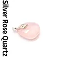 Elegant faceted pink rose quartz teardrop pendant with a silver evil eye charm detail - Silver Rose Quartz