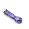 Blue lapis lazuli hand-shaped pendant with golden flecks and silver-toned metal bail - Lapis Lazuli