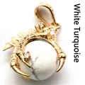 Gold-plated dragon claw pendant with white turquoise bead accessory for necklaces - Howlite