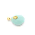Faceted light blue Amazonite crystal pendant with a 24K gold plated evil eye charm detail. - Gold Amazonite