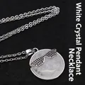Elegant white crystal round pendant necklace with cool black rhinestone sunglasses motif - With Necklace / White Crystal
